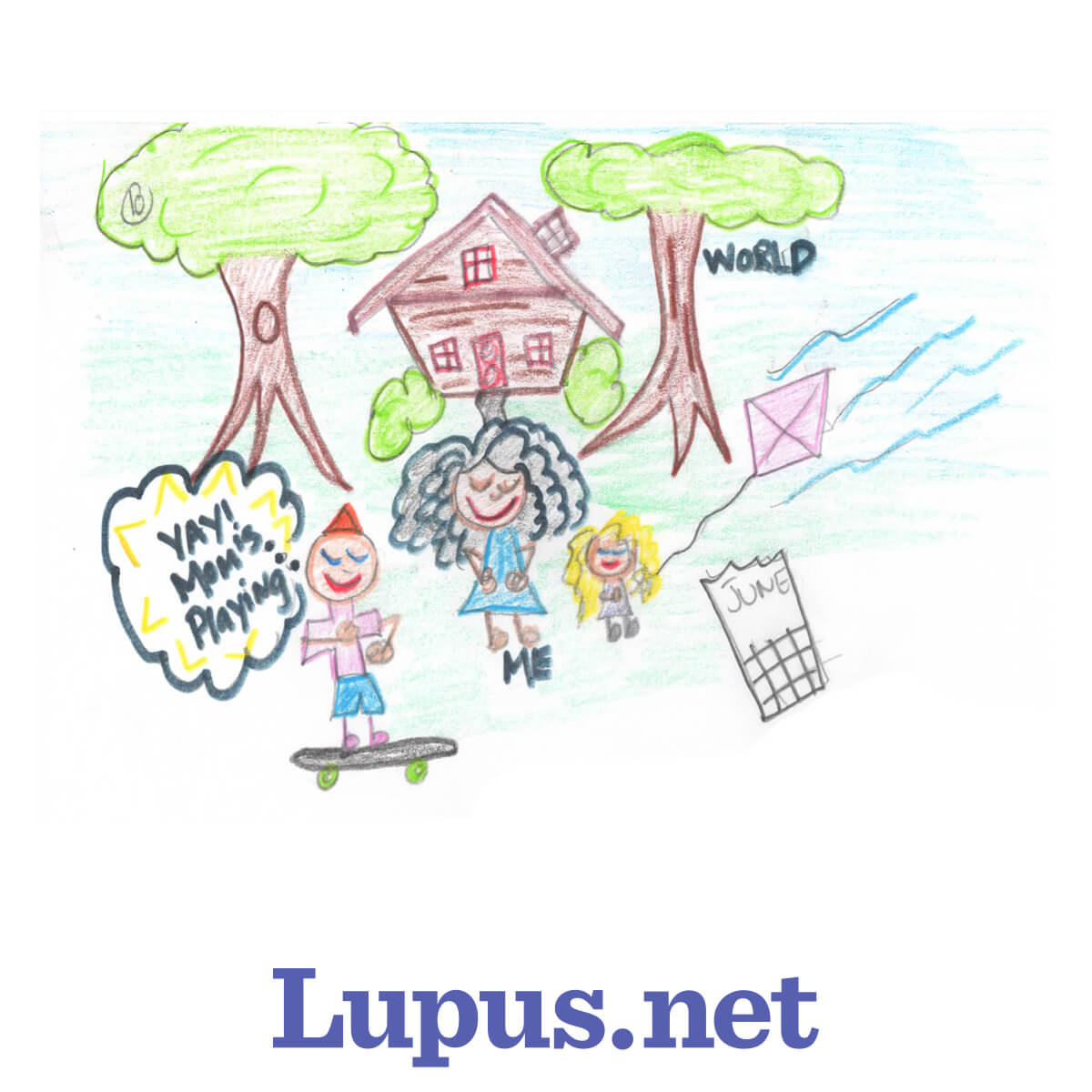 Life With Lupus Through The Seasons Comic, playing outside with her kids in June
