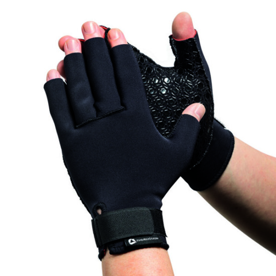 Thermoskin thermal compression gloves to support joint and arthritis pain relief